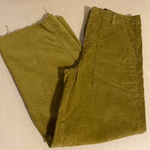 BDG cropped corduroy pants olive green